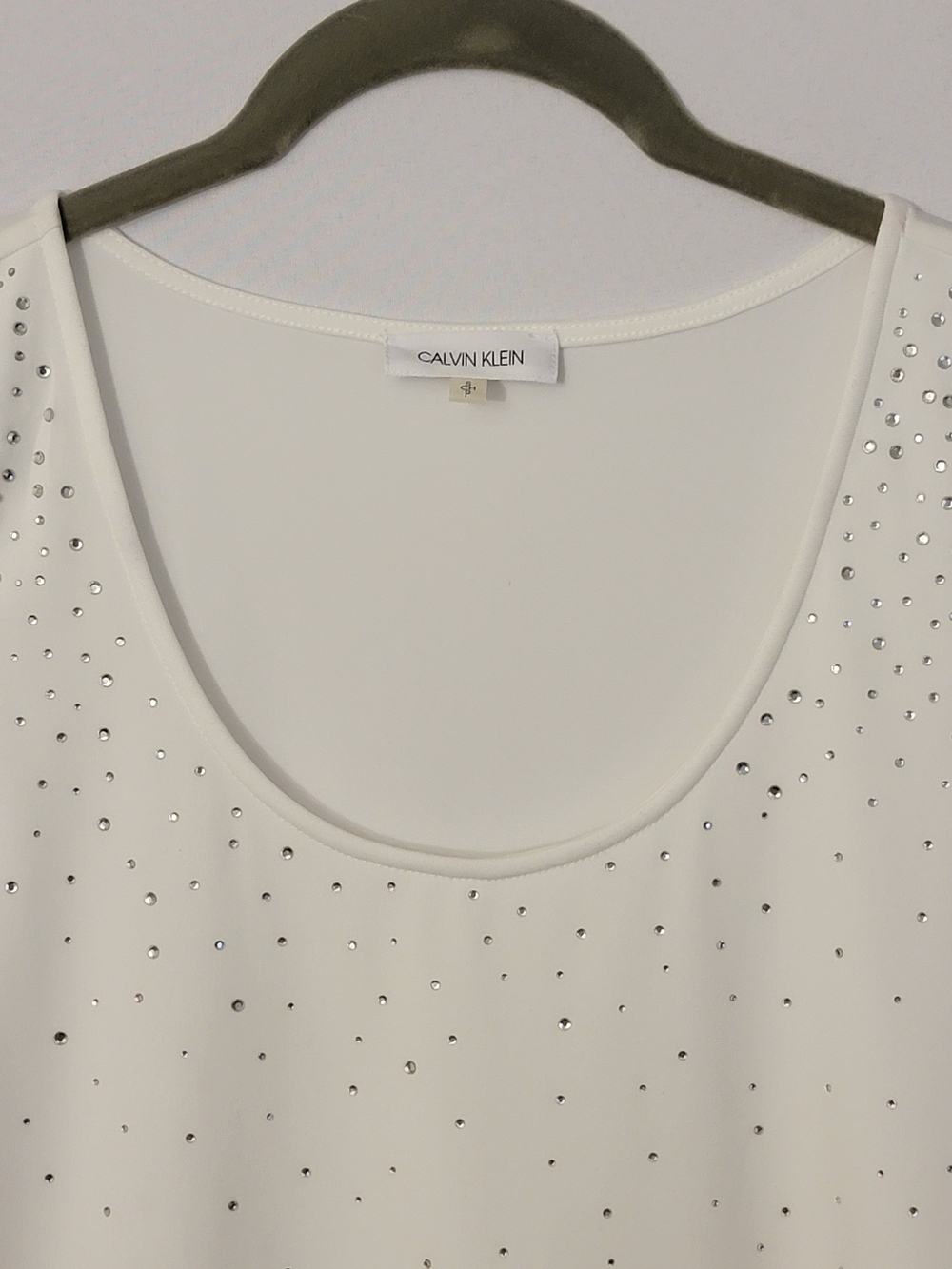 Calvin Klein White Embellished Sleeveless Tank Top Size PS - Picture 3 of 9